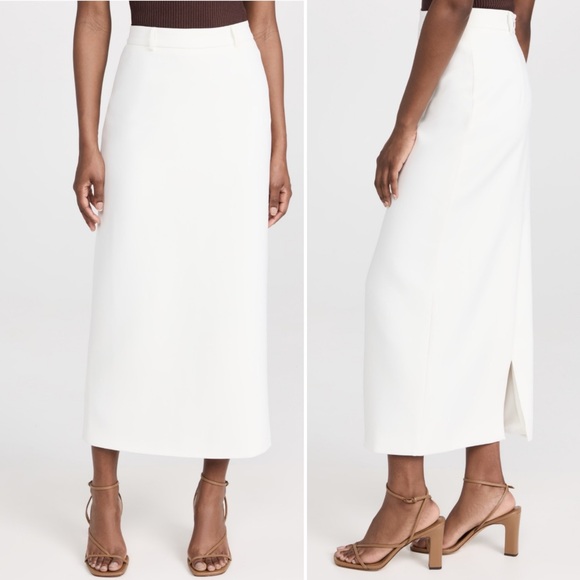 Pixie Market Nia White Fitted Belt Loop Back Slit Midi Skirt Shopbop $138 small - Picture 4 of 11